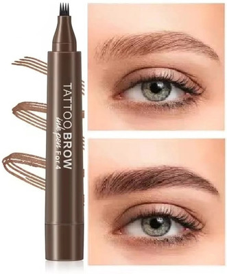 MYEONG Waterproof Eyebrow Tattoo Pencil 4 Points Eyebrow Pen(Brown)
