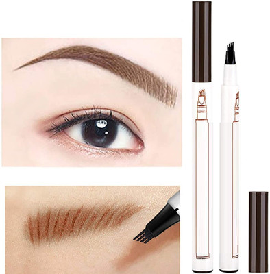 FLORERO Eyebrow Pen Four Tips Long And Lasting Waterproof Brow Gel And Tint Dye combo(BLACK)