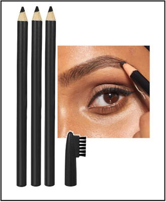 NADJA NEW SET OF 3 DARK BLACK EYE BROW PENCIL SMUDGE PROOF(BLACK)