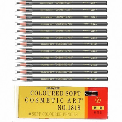 HUDAQUEEN Microblading Fine Tip Eyebrow Pencil Set 12 Grey 1818(GREY)