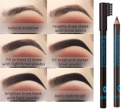 FELICECHIARA 3D Eyebrow Pencil With Brush | Smudge Proof Eyebrow Definer Penci(DARK BROWN)