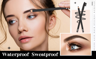 NADJA NEW BLACK COLOR SMUDGE PROOF EYE BROW PENCIL WITH BRUSH(BLACK)
