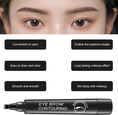 tanvi27 Eyebrow Pen with a 4 Micro-Fork Tip Creates Flawless Natural Looking Brows(Natural Black)