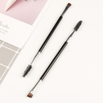 Carapace Eyebrow Brush Spoolie Angled Duo Makeup Brush for Shaping Brows and Lashes(Black)