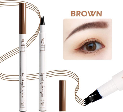 GULGLOW99 Tattoo Eyebrow Pen 4 Micro-Fork Tip Applicator Creates Flawless Natural Looking(BROWN)