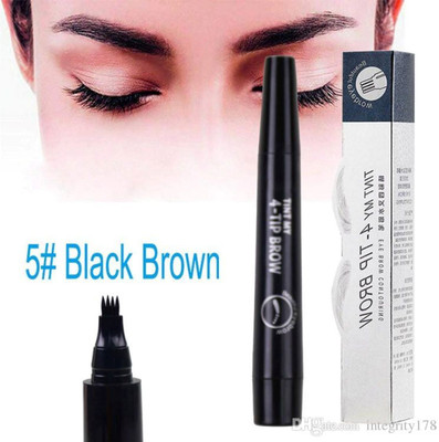 Digital Shoppy TINT MY 4-TIP BROW Liquid Eyebrow Pencil Waterproof (No 5 )(Black Brown)