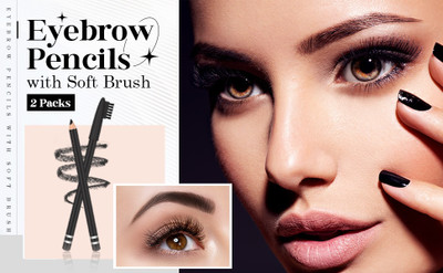 NADJA NEW DARK BLACK COLOR SMUDGE PROOF EYE BROW PENCIL WITH BRUSH(BLACK)