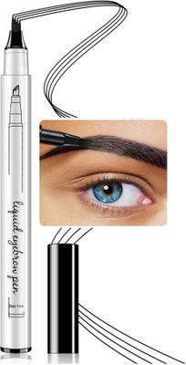 MYEONG 4 Micro Fork Eyebrow Pen Applicator Creates Flawless Natural Looking Brows(Black)