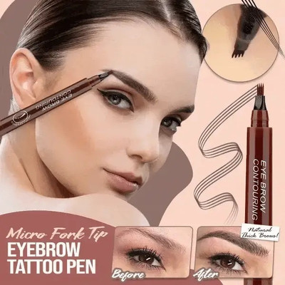 manasona 4 Fork Tip Eyebrow Pencil Creates Lasting Makeup For Girls(Brown)