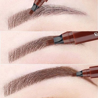 MYEONG 4 Point Eyebrow Pencil Brown , Waterproof Microblading Pen,Smudge-Proof 2.5 g(Brown)