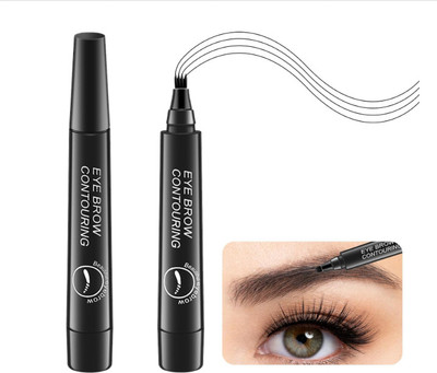 VRINDAVANESVARI Eyebrow Liquid Makeup Pen with 4 Micro-Fork Tip Brow, Flawless Natural(BLACK)