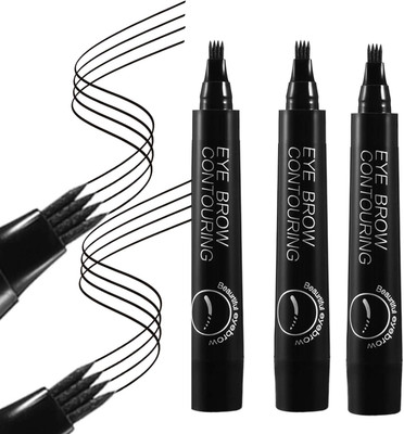 YAWI 3 pc Pencil Micro-Fork Eyebrow Pen Applicator Creates Flawless Natural Looking(black)