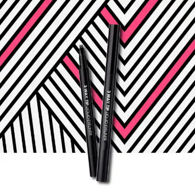 Emijun Easy Wearing 3 Tip Liquid Eyeliner Waterproof Multi Purpose Liner Pen(black)