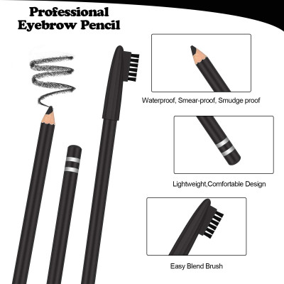 NADJA BLACK COLOR SMUDGE PROOF EYE BROW PENCIL WITH BRUSH(BLACK)
