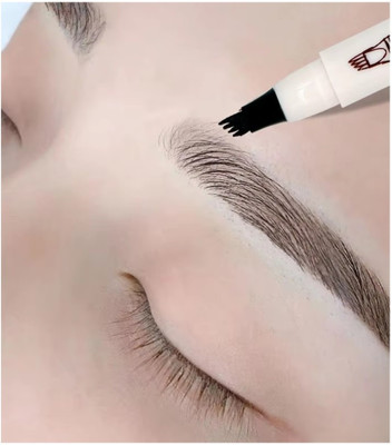 MYEONG Black Color 4 Fork Tip Eyebrow Pencil Waterproof Liquid Brow Pen(Black)
