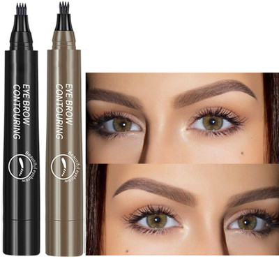 ADJD Liquid Eyebrow Pencil Long Lasting Eyebrow Pen 4 oints eyebrow pen(BROWN, BLACK)