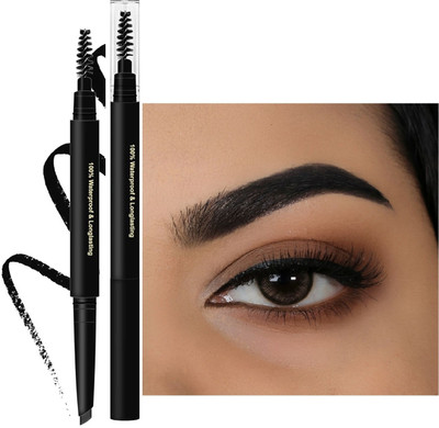 manasona EyeBrow Pencil 2in 1 Dual Function Brow Filling Pencil with Shaping Brush(Black)