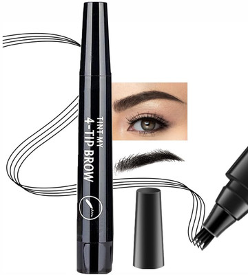 GULGLOW99 Black Waterproof Eyebrow Pencil, 4 Tip Microblading, Smudge-Proof & Long-Lasting(BLACK)