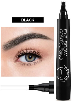 MYEONG Waterproof Eyebrow Contouring Pen 4 Tip Microblade Tip Pen 2.5 g(Black)