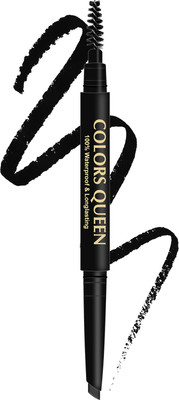 COLORS QUEEN Brow Master 2 in 1 Dual Function Eyebrow Pencil with Spoolie Brush(Black)