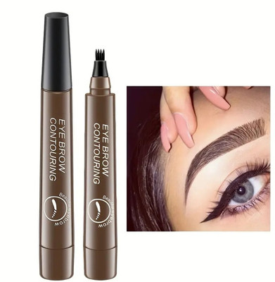 GULGLOW99 4 Split Head Ultra Slim Eyebrow Pencil, Waterproof, Smudge Proof,(BROWN)