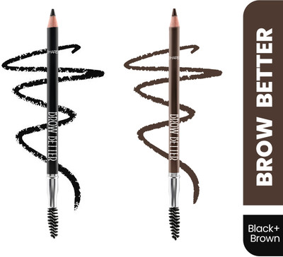 MARS 2-in-1 Eyebrow Pencil | Effortless Filling & Precise Shaping with Spoolie Styler(Black + Brown)