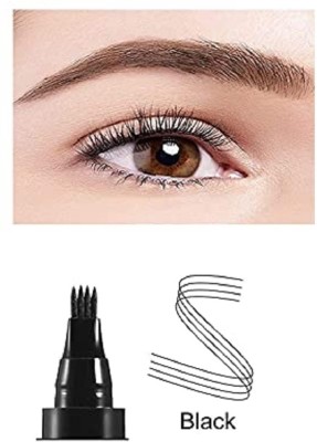 WOONGMI Waterproof Eyebrow Pencil Contouring 4 Tipped Pen(BLACK)