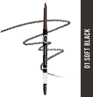 FASHION COLOUR Dual-Ended Waterproof Eyebrow Filler with Brush | Smudge-Proof & Long Lasting(Soft Black)