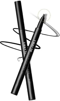 GULGLOW99 3D Liquid Eyebrow Enhancing Pen Waterproof 3 Way tips(BLACK)