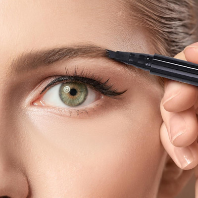 manasona Eyebrow Liquid Pen Black,4 Micro-Fork Tip,Waterproof,Smudge-Proof & Long-Lasting(Black)