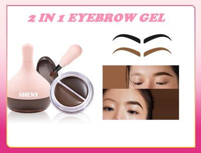 Sheny eyebrow gel with built-in gel for shaping, 2 in 1 ( pack of -1)(BROWN)