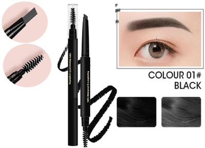 GULGLOW99 Double-Headed Eyebrow Pencil With Brush Waterproof Sweat Proof Long Lasting(BLACK)