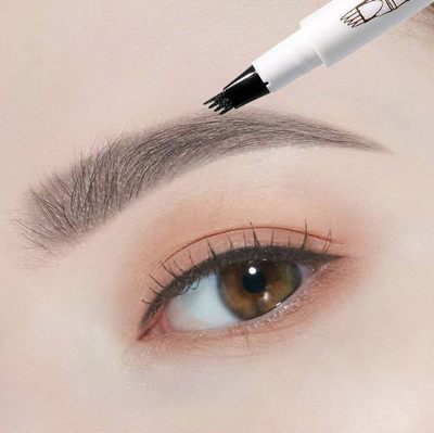 MYEONG 4 Tip Brow Pen | Brow Pencil | Eyebrow Pencil Waterproof & Lasts Upto 24Hrs Pen(Grey)