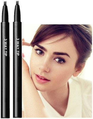 ADJD 3 Way Tip Charming Black Liquid Eyeliner Pen Natural Eye Liner COMBO(BLACK)