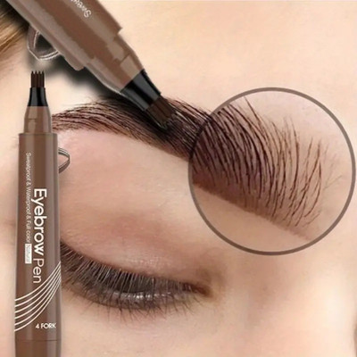 GULGLOW99 Natural 3D Brow Makeup Look, Long-Lasting Micro-Fork Tip Eyebrow Pen(BROWN)