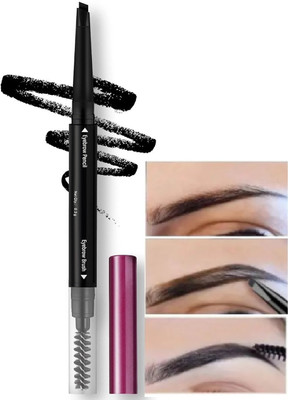 Yuency 2 in 1 Dual Function Eyebrow Pencil with Spoolie Brush Black(BLACK)