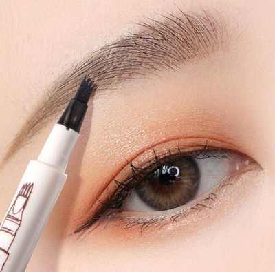 MYEONG Tattoo Eyebrow Pen Four Tips Long-Lasting Waterproof Brow And Tint Dye 1 ml((Jet Black))