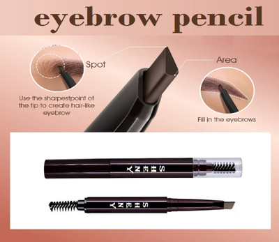 Sheny Pencil 2 in 1 Dual Function Brow Filling Pencil with Spoolie Shaping Brush(BROWN)