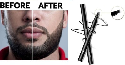 GABBU Best For Men's Waterproof Beard Filling Pen and Eyebrow Filling Pen(Black)