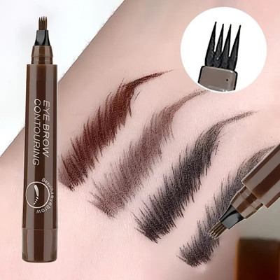 GULGLOW99 4 Split Head Ultra Slim Eyebrow Pencil, Waterproof, Smudge Proof(BROWN)