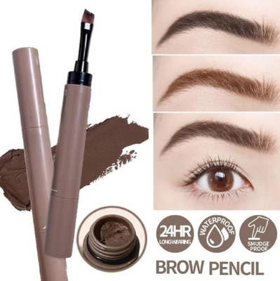 THTC SMOOTH BRUSH 2IN1 CREAM EYE BROW BRUSH(DARK BROWN)