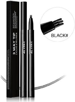 GFSU - GO FOR SOMETHING UNIQUE 3 Way Tip Charming Black Liquid Eyeliner Pen(Black)