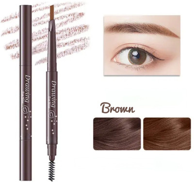 HSQ Eyebrow Pencil – Brown | Waterproof & Smudge-Proof | With Built-in Spoolie Brush(brown)