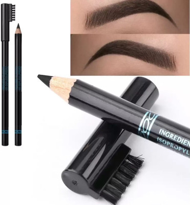 GULGLOW99 Waterproof & Long lasting Black Eyebrow Pencil With Brush(BLACK)
