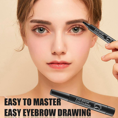 GULGLOW99 Best 3D Waterproof Liquid Eyebrow Filler Pen, Black Color Microblading(BLACK)