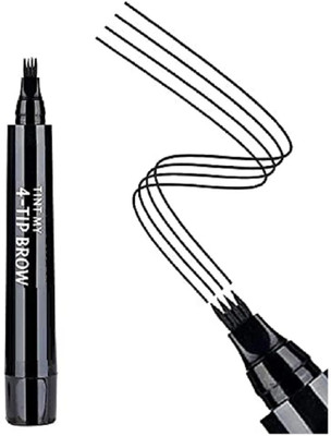 WOONGMI Waterproof Eyebrow Filling Pencil With 4 Tip Applicator For Women & Men(BLACK)