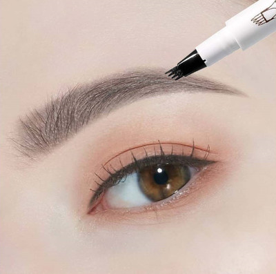 MYEONG Eyebrow Pen with a 4 Micro-Fork Tip Applicator Creates Flawless Natural Looking(Grey)