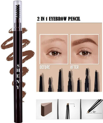 Sheny 2 in 1 eyebrow pencil with 2 applicator Smudge-proof long-wear(BROWN)