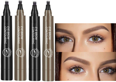 ADJD 4 Fork Tip Brush For Natural-Looking Hair-Like Defined Brows, Last All-Day(BROWN, BLACK)