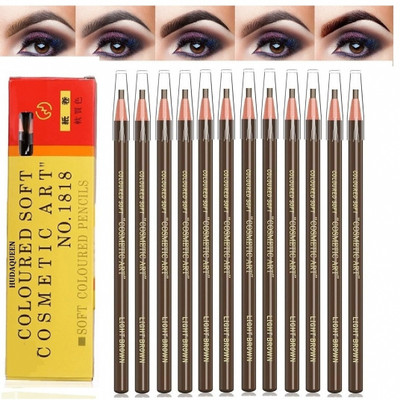 HUDAQUEEN Set of 12 Brown Eyebrow Pencil Brow Styling Expert 1818(Brown)